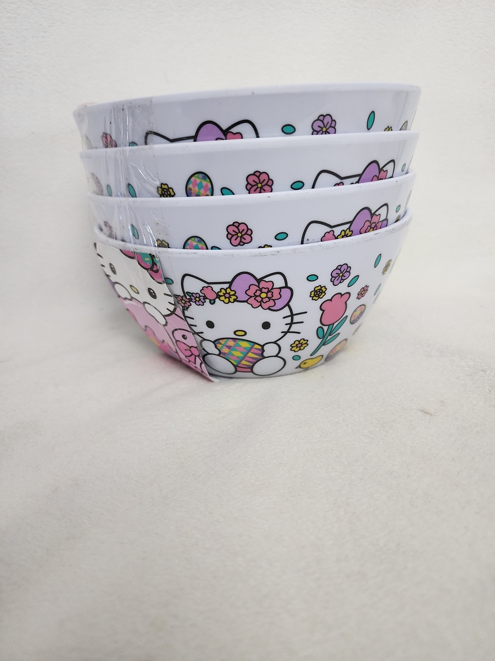 Hello Kitty Floral Melamine 4 Bowls - White & Pink Set